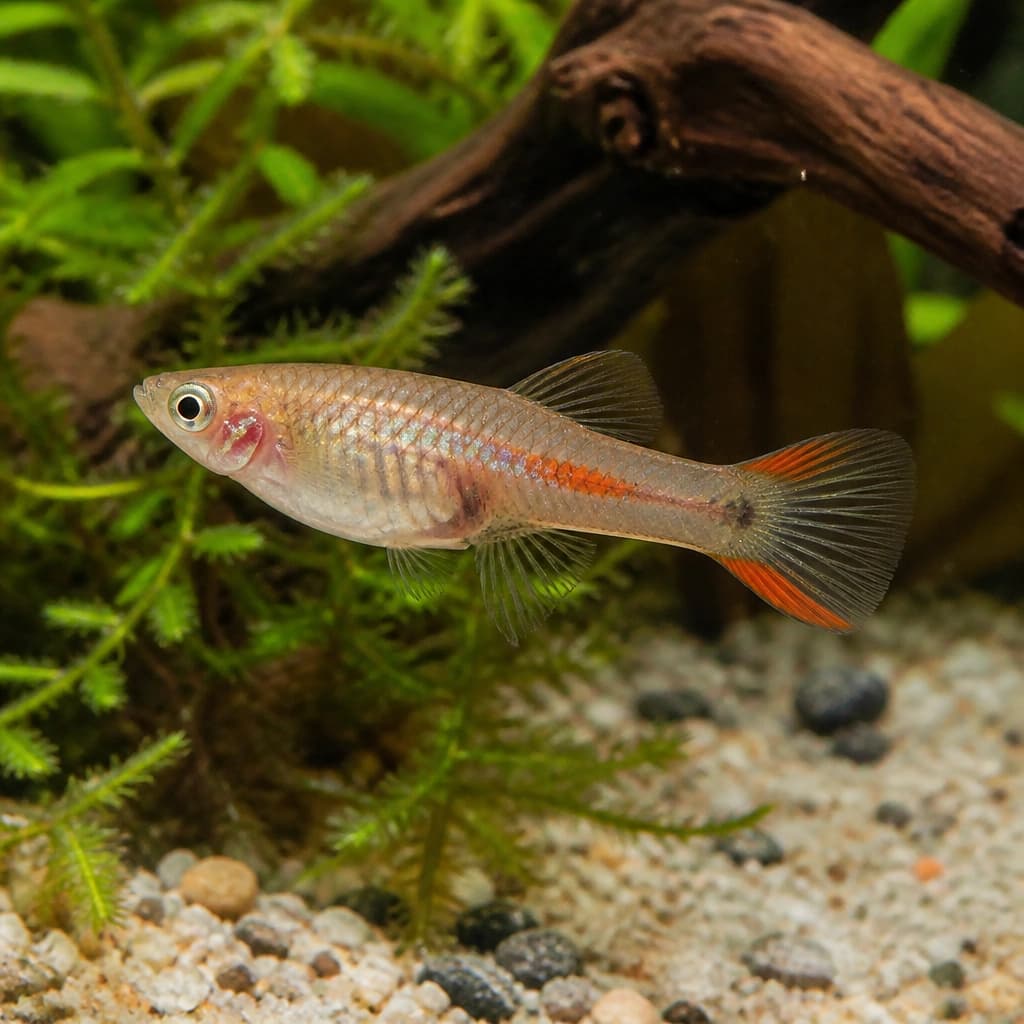 Endler Guppy female red rainbow LT (Poecilia endler red rainbow female)
