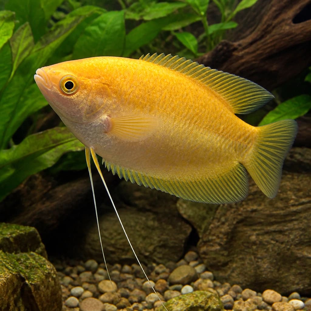 Gold Giant Gourami (Osphronemus goramy) - massive golden labyrinth fish