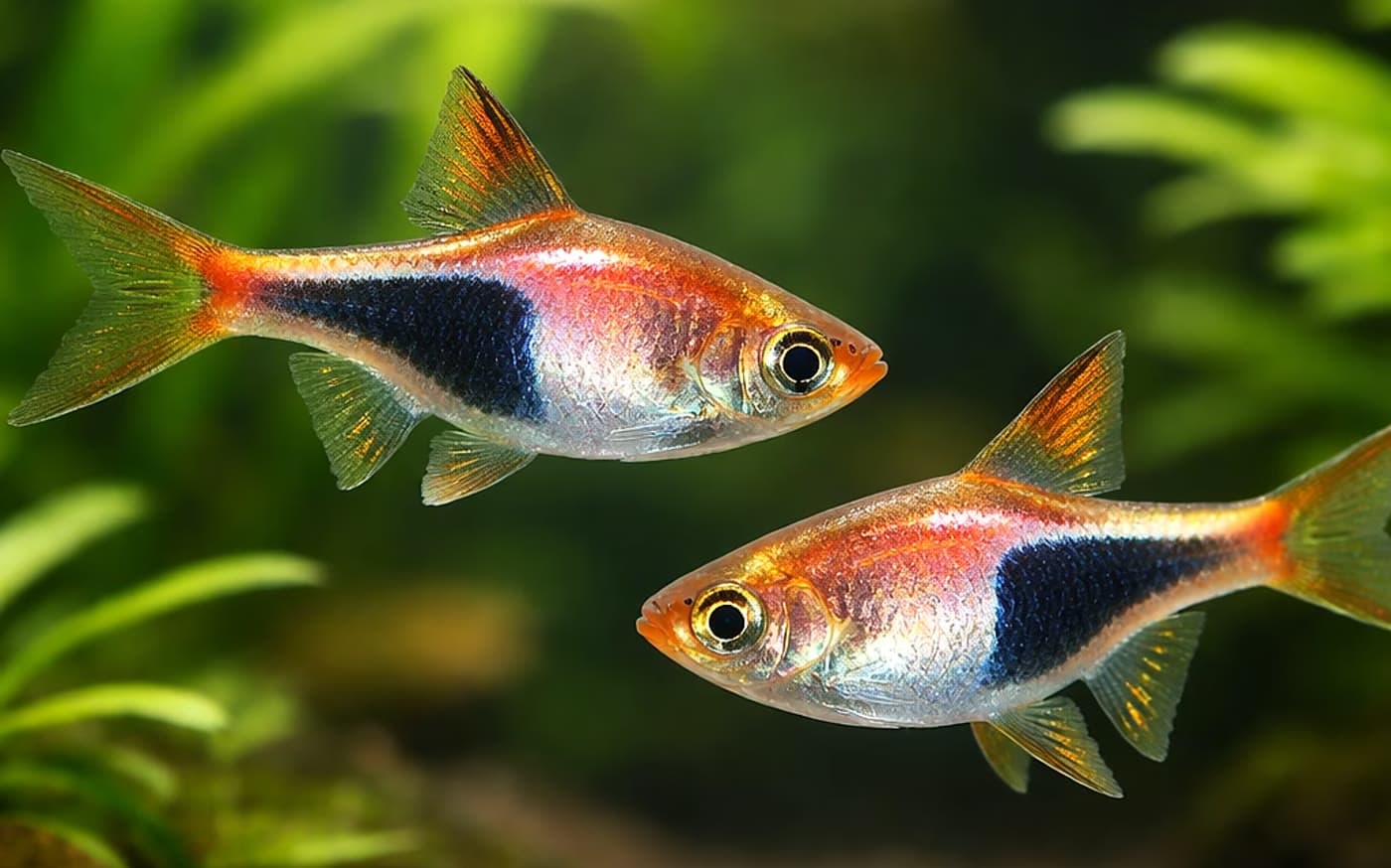 Harlequin Rasbora shoal in a planted aquarium