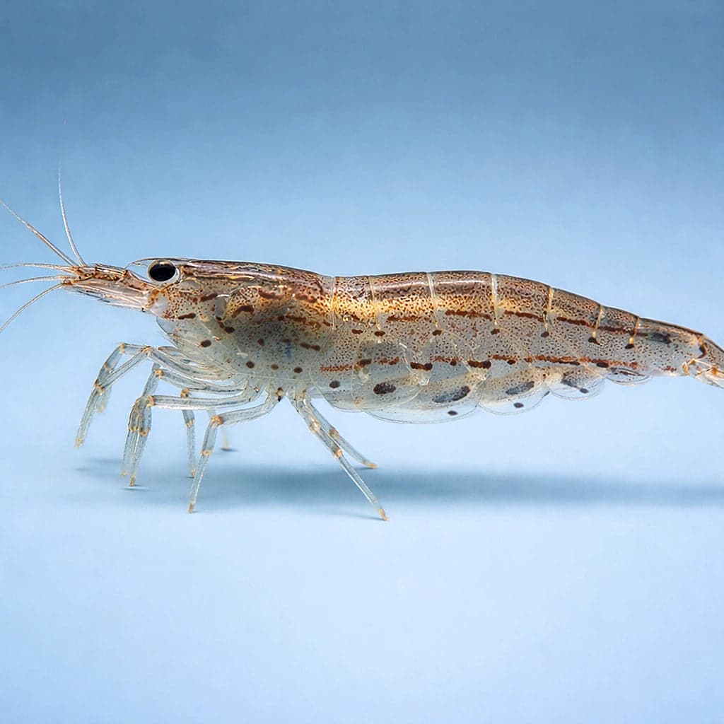 An Amano in side profile showing the dotted-line flank pattern