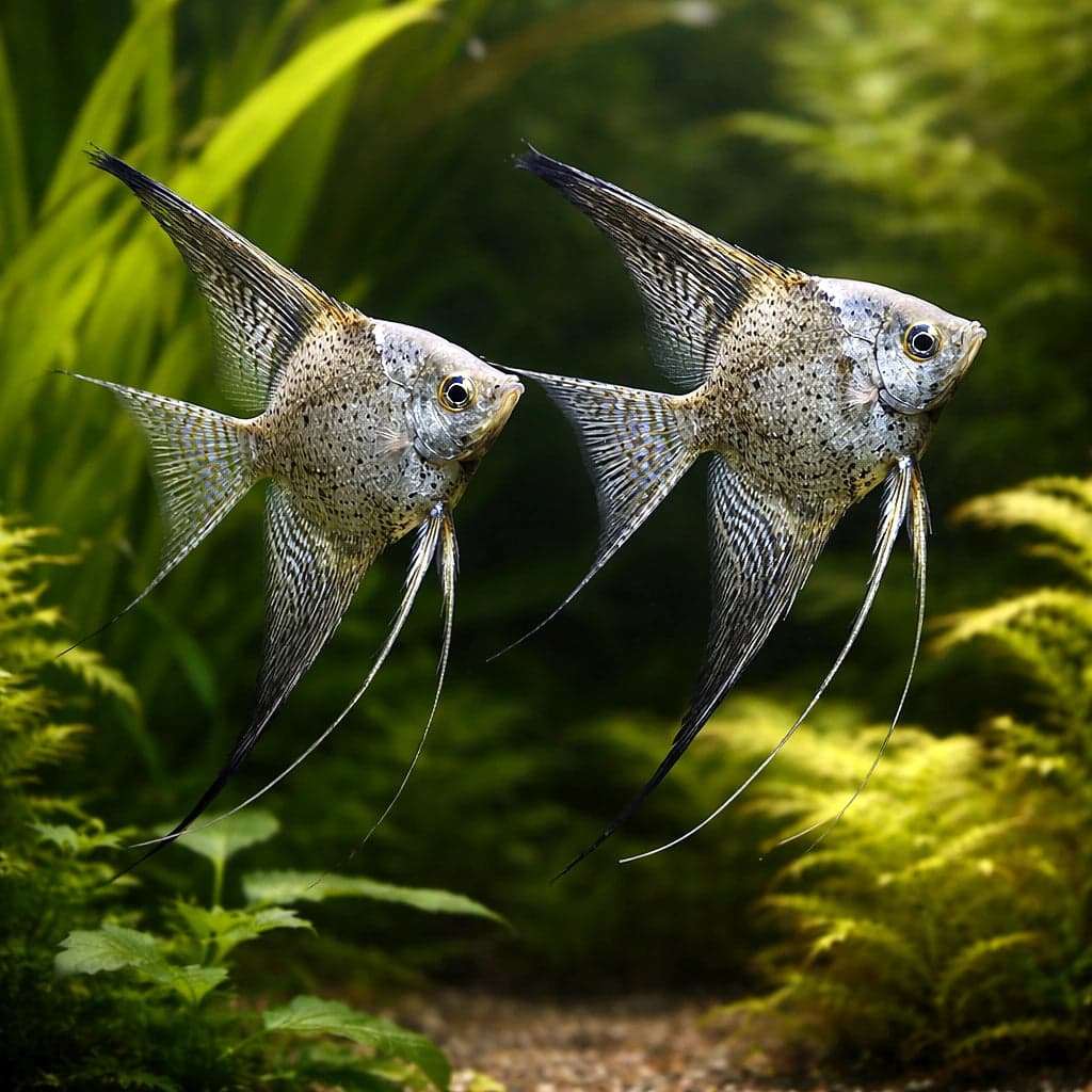 A California Angelfish pair-planted showing the stocky body profile