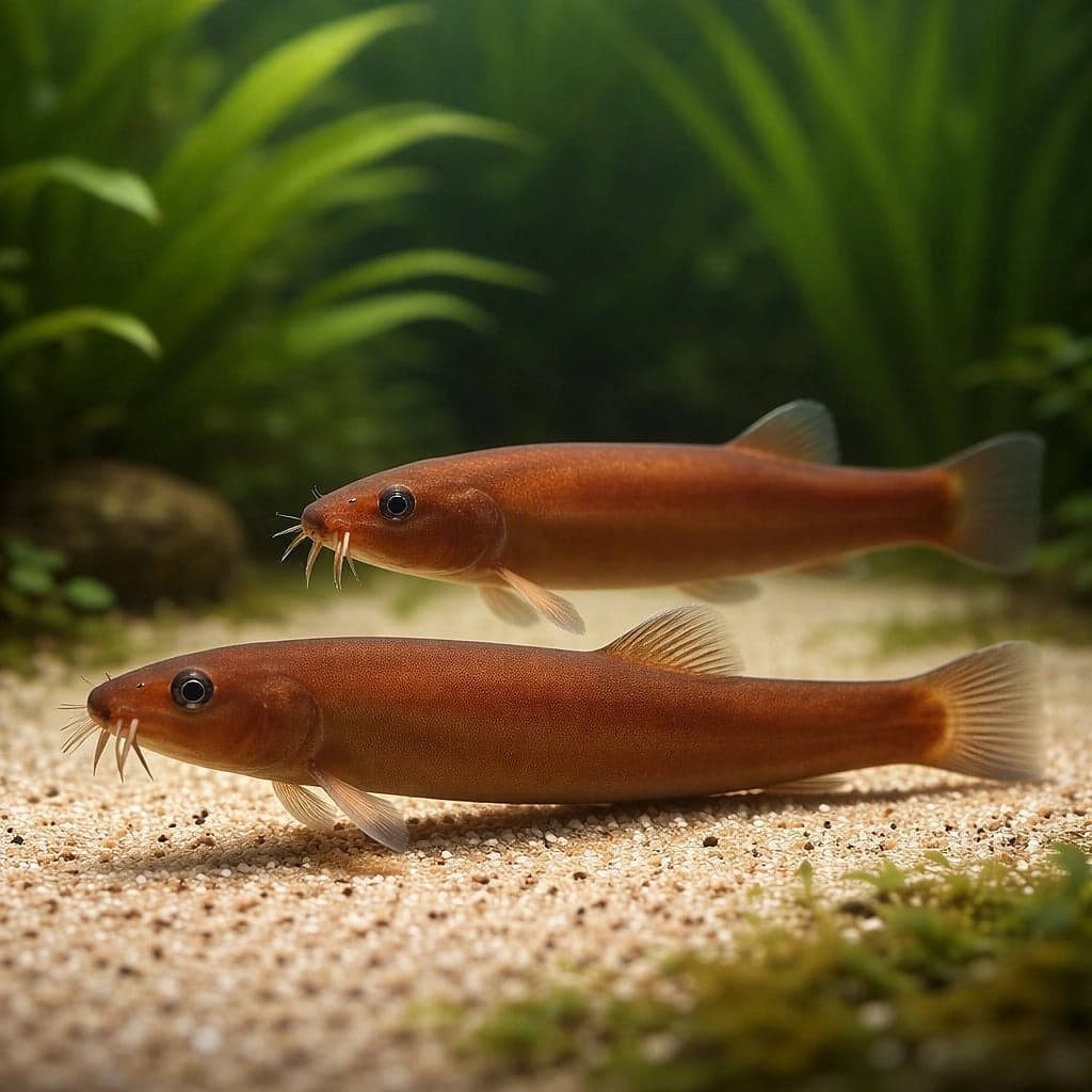 A Brown Kuhli Loach in detail showing the uniform colouration