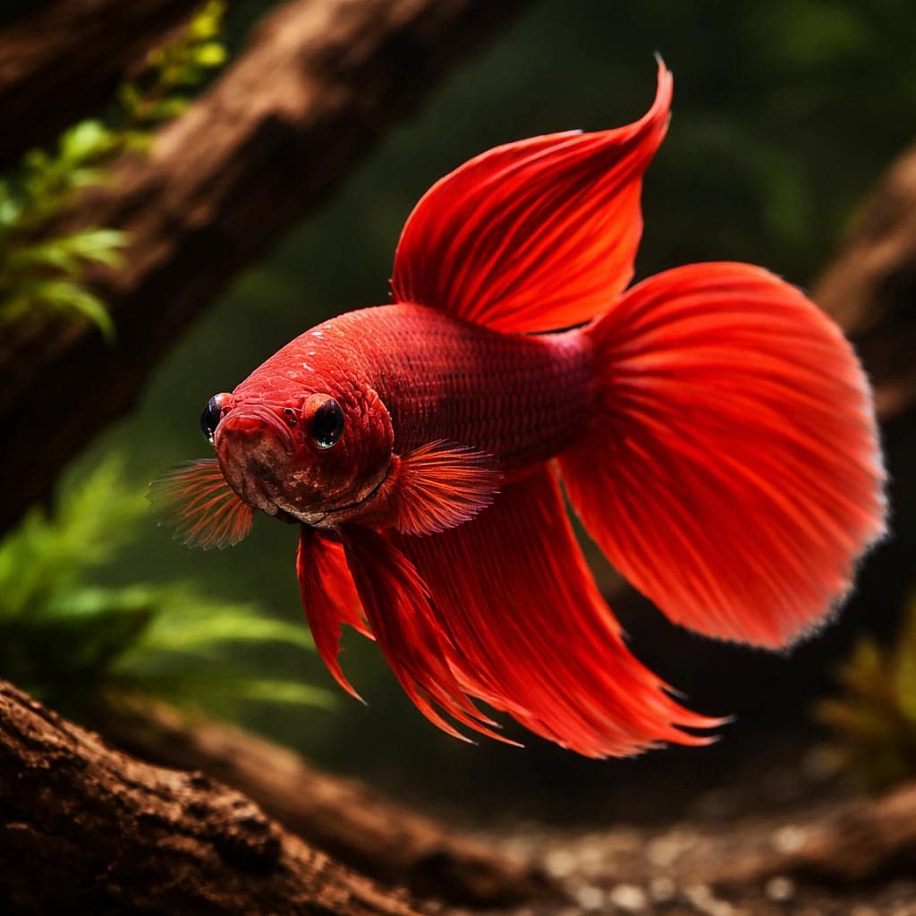 A Standard Male Betta (Betta splendens) at the correct 26 °C display temperature