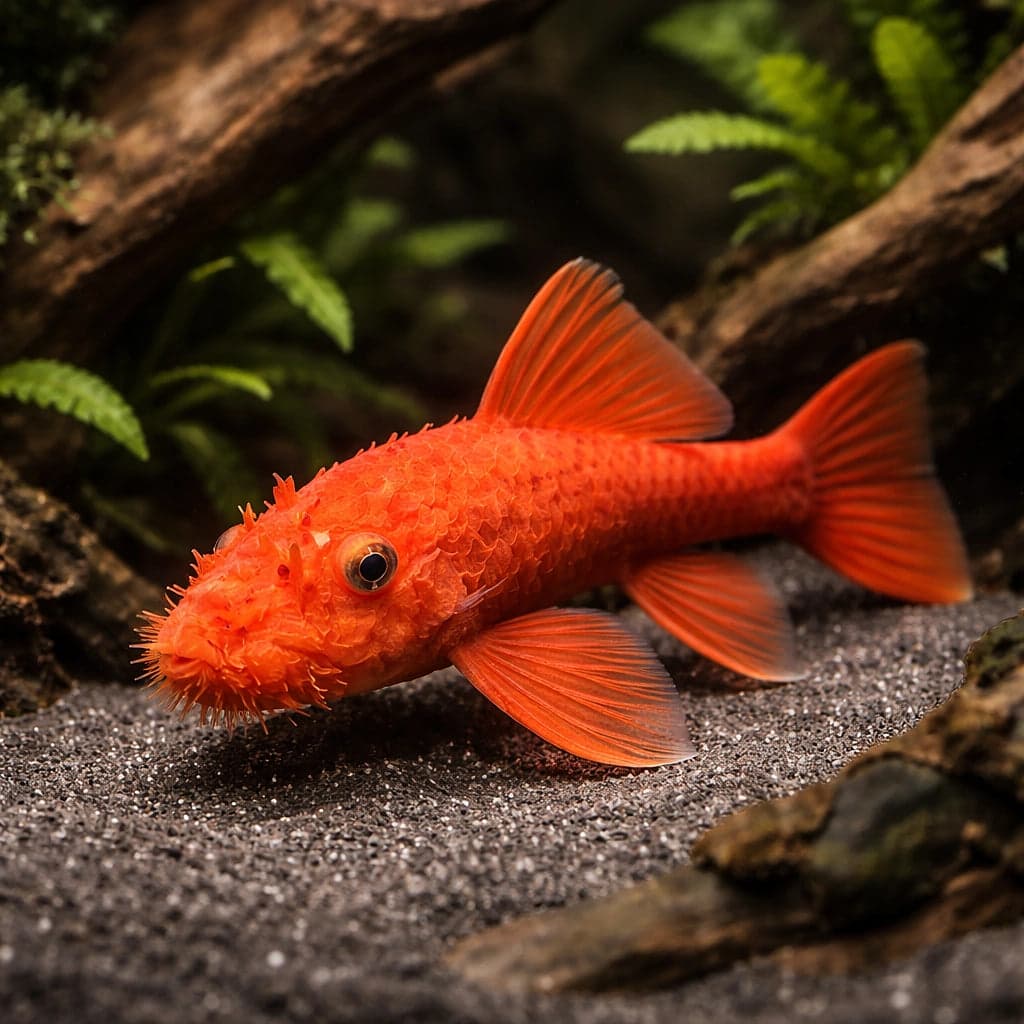 A Super Red Bristlenose Pleco — the highest-visual-impact colour morph currently in UK trade