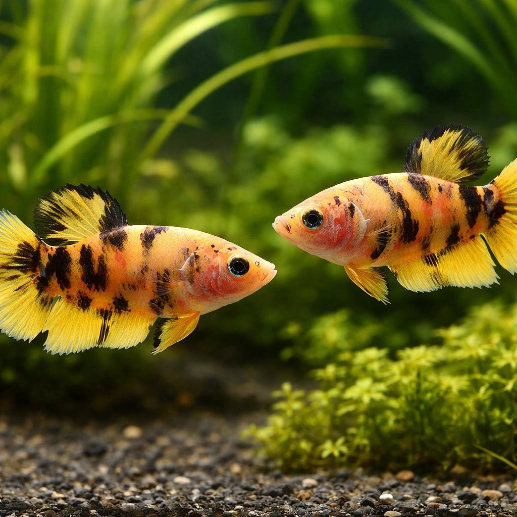 A Mix Plakat female betta — a shorter-finned strain that suits sorority tanks