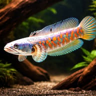 Peacock Snakehead (Channa pulchra) showing red spots and blue fin edge — representative image - view 1