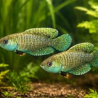 Affinis Pearl Killifish pair with planting cover — planted view - view 2