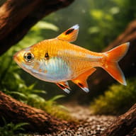 Albino Pristella / Golden X-Ray Tetra (Pristella maxillaris) — Albino Pristella in driftwood aquarium visual - view 1