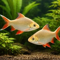 Pair of Albino Tinfoil Barbs swimming in open water — representative image - view 2
