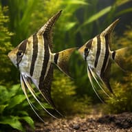 Peruvian Altum Angelfish pair among vertical plants — representative image - view 2