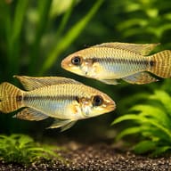 Amazon yellow dwarf cichlid — pair in a planted aquarium — representative image - view 2