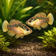 American Flagfish (Jordanella floridae) pair in a planted algae-grazing aquarium — representative image - view 2