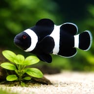 Black Ocellaris Clownfish Amphiprion ocellaris in a marine aquarium — close view showing fin and scale detail - view 4