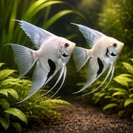 Dalmatian Angelfish Tall Tank — Pair of Dalmatian Angelfish in a planted aquarium — representative image - view 2