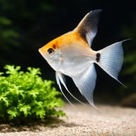 Ghost Angelfish (Pterophyllum scalare) beside aquarium plants for visual scale — representative image - view 4