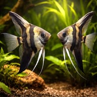 Smoke Angelfish pair in a tall planted aquarium — representative image - view 2