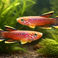 Aphyosemion celiae celiae Teke killifish in a covered planted aquarium - planted aquarium view — representative image - view 2