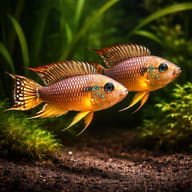 Apistogramma agassizii Alenquer Red Tail pair in planted aquarium — representative image - view 2