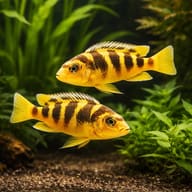 Bumblebee Cichlid (Pseudotropheus crabro) - - pair rockwork view — representative image - view 3