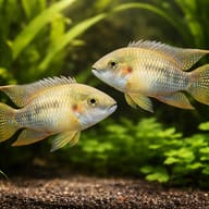 Arnold's / Five Spot Cichlid (Thysochromis ansorgii) - planted pair view — representative image - view 2