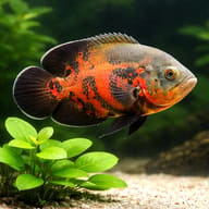 Tiger Oscar — Astronotus ocellatus — South American Cichlids — close view showing fin and scale detail — representative image - view 4