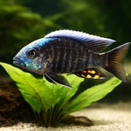 Blue orchid Peacock Cichlid close view showing fin and scale detail — representative image - view 4