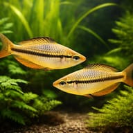 Group of Australian Rainbowfish (Melanotaenia nigrans) showing peaceful shoaling behaviour — representative image - view 2