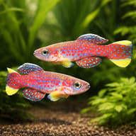 Azure Killie (Aphyosemion mirabile) — pair in a planted aquarium — representative image - view 2