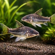 Pair of Banded Cory catfish showing social bottom-dwelling behaviour — representative image - view 2