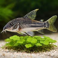 Banded Cory beside plants showing adult body shape and markings — representative image - view 4
