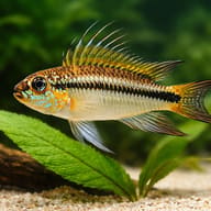 Banded Dwarf Cichlid orange — close view showing fin and scale detail — representative image - view 4