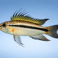 Banded Dwarf Cichlid orange — side profile on a plain background — representative image - view 3