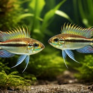Banded Dwarf Cichlid Peru blue — pair in a planted aquarium — representative image - view 2