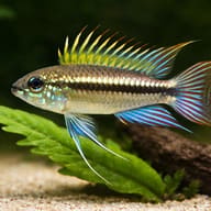 Banded Dwarf Cichlid Peru blue — close view showing fin and scale detail — representative image - view 4