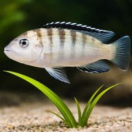 Banded Labido Cichlid with rockwork scale reference — representative image - view 4