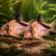 Group of Bandit Cory (Hoplisoma melini) in a planted softwater aquarium — representative image - view 2