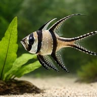 Banggai cardinal fish - Marine Aquarium Livestock (Pterapogon kauderni) close view showing fin and scale detail - view 4