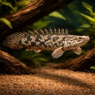 Delhezi Bichir (Polypterus delhezi) among driftwood, representative generated illustration — representative image - view 2