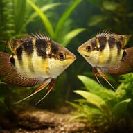 Barred Cichlid — pair in a planted aquarium — representative image - view 2