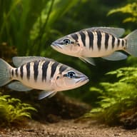 Barred Lamprologus pair scene showing barred body pattern — representative image - view 2