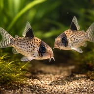 Pair of False-Spotted Corys (Corydoras leucomelas) in a planted aquarium — representative image - view 2