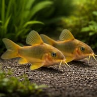 Green Gold Cory (Corydoras melanotaenia) pair in planted aquarium scene — representative image - view 3