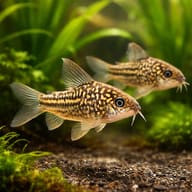 Corydoras napoensis — best algae eating fish — Catfish cory pleco — pair in a planted aquarium — representative image - view 2