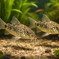Peppered Corydoras — best algae eating fish — Catfish cory pleco — pair in a planted aquarium — representative image - view 2