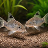 Corydoras punctatus — best algae eating fish — Catfish cory pleco — pair in a planted aquarium — representative image - view 2