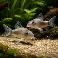 Corydoras Olga (Corydoras simulatus) — best algae eating fish — Catfish cory pleco — pair in a planted aquarium - view 2