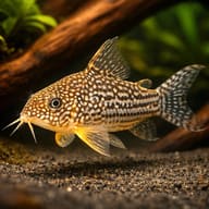 Sterbai Cory (Hoplisoma sterbai) over sand and driftwood — representative illustration - view 1