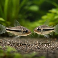 Pigmy Corydoras (Corydoras pygmaeus) — best algae eating fish — Catfish cory pleco — pair in a planted aquarium - view 2