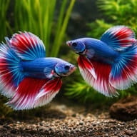 Betta battle paradise DUO mixed colors 1 pc — pair in a planted aquarium — representative image - view 2