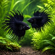 Black Crowntail Male Betta planted tank inspiration — representative image - view 2